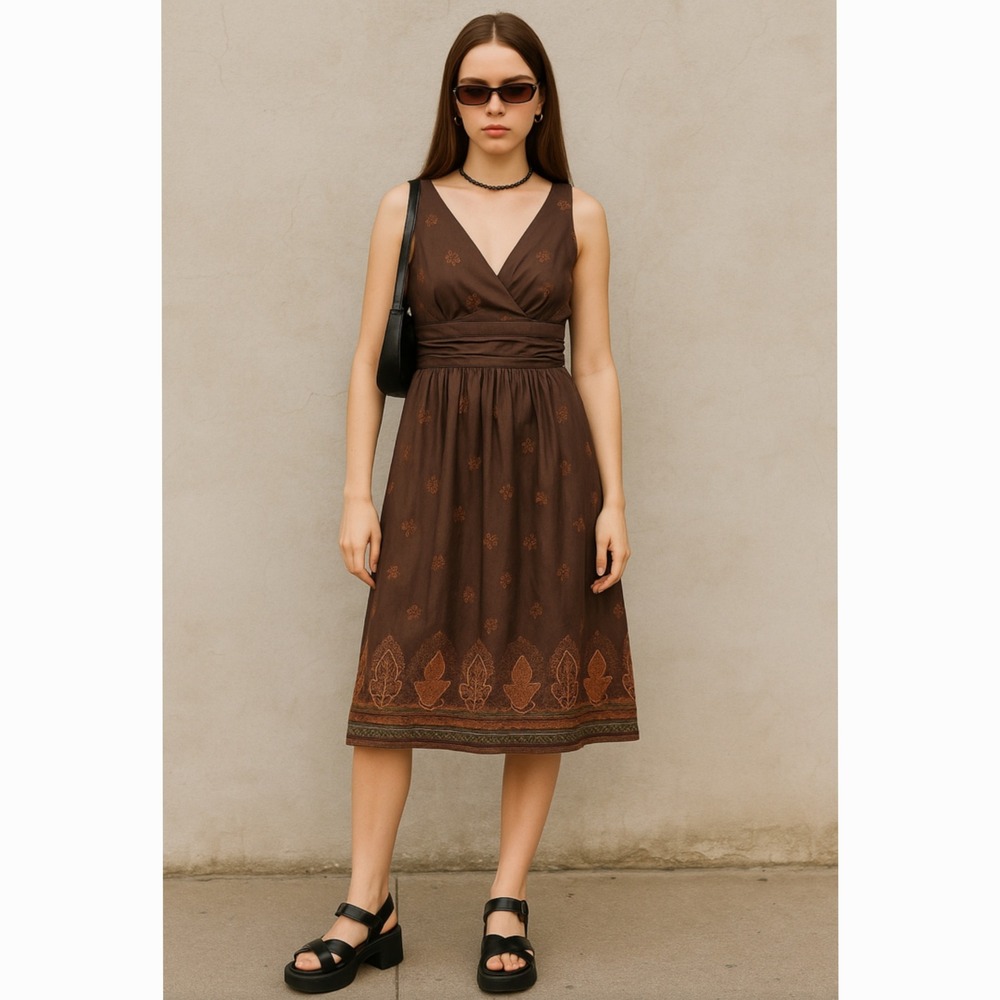 Liz Clairborne Y2K Empire Waist Midi Dress Size 4 Vintage Whimsigoth Fall